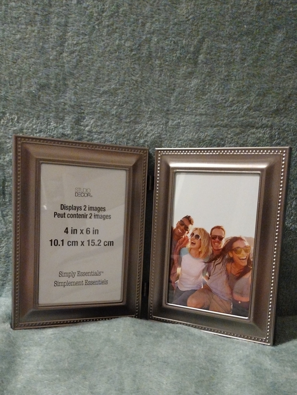 Studio Decor Silver-Tone Double Picture Frame with Beaded Trim